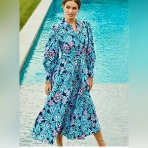 Lilly Pulitzer Mira Stretch Midi Dress in High Tide Navy